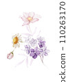 Bouquet of flowers on a white background. Watercolor illustration for greeting card 110263170