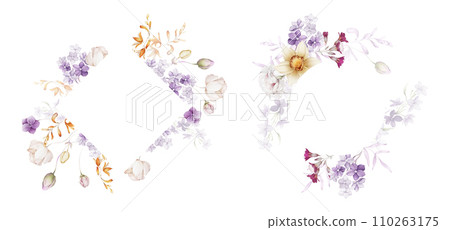 Set of floral frames with wildflowers on a white background Set of floral frames with wildflowers on a white background 110263175