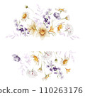 Floral frame with wildflowers on white background 110263176