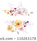 Floral frame with wildflowers on white background 110263178