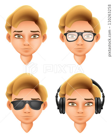 face young man with different hairstyles vector illustration 110263258