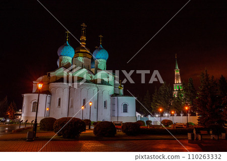 view of the Annunciation Cathedral in Kazan in the evening 110263332