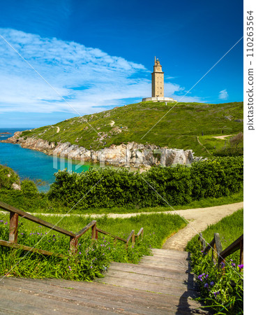View of the Tower of Hercules, A Coruna, Galicia, Spain 110263564