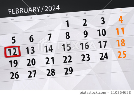Calendar 2024, deadline, day, month, page, organizer, date, February, monday, number 12 110264638