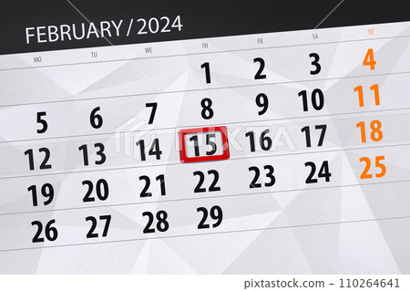 Calendar 2024, deadline, day, month, page, organizer, date, February, thursday, number 15 110264641