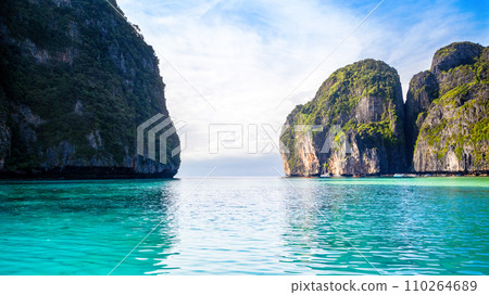 Beautiful tropical landscape of the Maya Bay in the Phi Phi Islands in Thailand 110264689