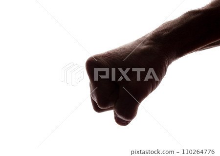 Male fist protection, opposition - silhouette Male fist protection, opposition - silhouette 110264776