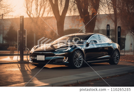 Charging Electric Car. Charge an Electric Car. Powered car charging station. 110265285
