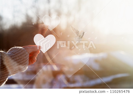 Concept of sending a love message on Valentine Day with hope. Concept of sending a love message on Valentine Day with hope. 110265476