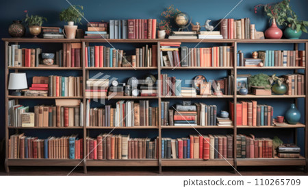 Blurred image of bookshelves in the library 110265709