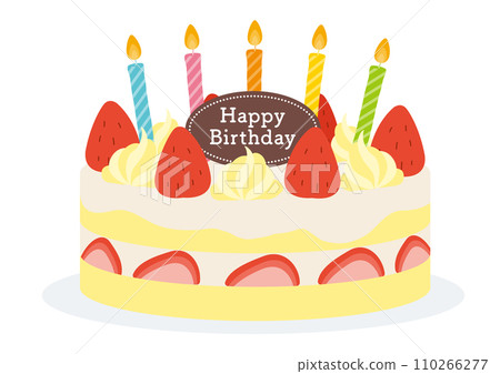 Birthday cake illustration_whole cake_with candle_1 110266277