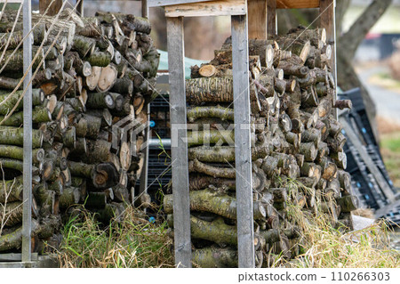 Stacked firewood 110266303