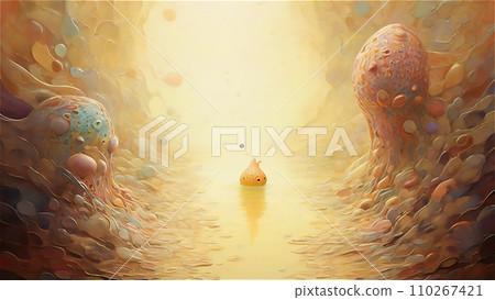 Another world landscape with unknown creatures AI image 110267421