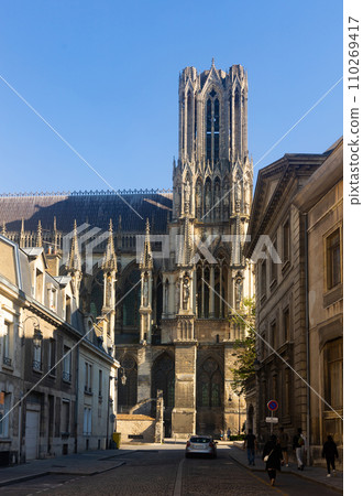 Scenic view of impressive Roman Catholic Reims Cathedral, France 110269417