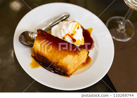 delectable pudding served elegantly delectable pudding served elegantly 110269744