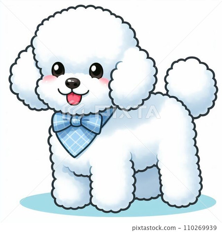 Bichon Frize with a blue ribbon (AI image) 110269939