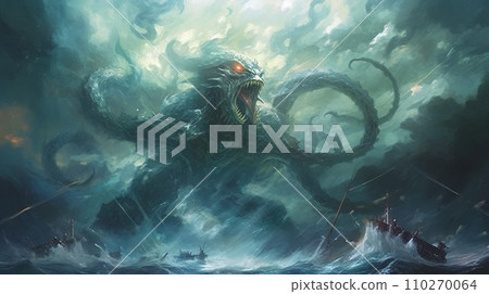 Generative AI, Tempestuous Encounter: Kraken and Lightning 110270064