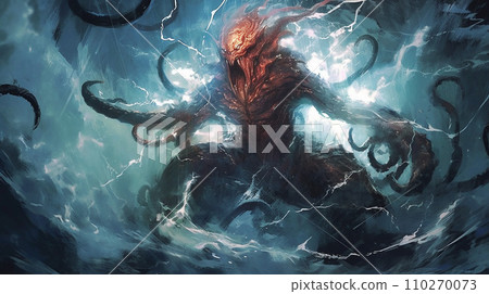Generative AI, Tempestuous Encounter: Kraken and Lightning 110270073