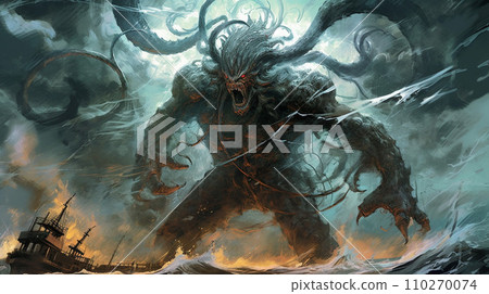 Generative AI, Tempestuous Encounter: Kraken and Lightning 110270074