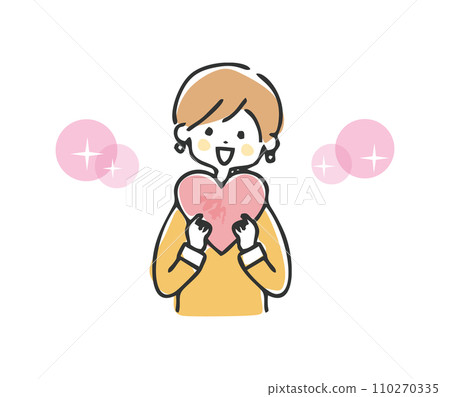Illustration of a woman holding a heart Illustration of a woman holding a heart 110270335