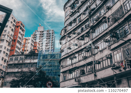 Dec 25 2023 Cityscape with Skyscrapers and a Bustling Crowd in Downtown 110270497