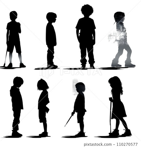 people silhouette isolated human person male female business black generative Ai. 110270577