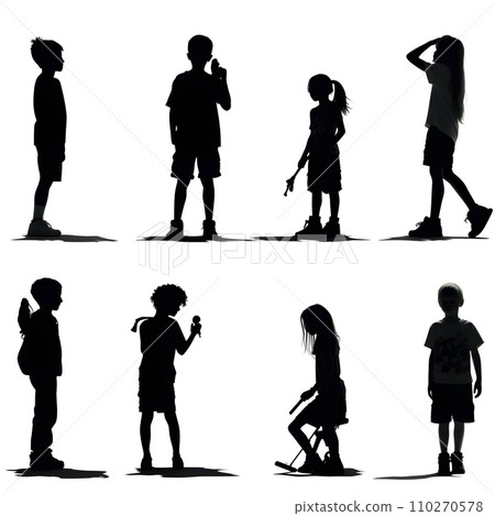 people silhouette isolated human person male female business black generative Ai. 110270578