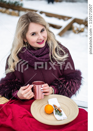 portrait of a young girl in the winter drink portrait of a young girl in the winter drink 110271007