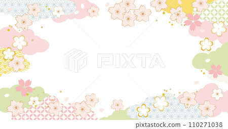 Cherry blossoms spring Japanese pattern background illustration 110271038