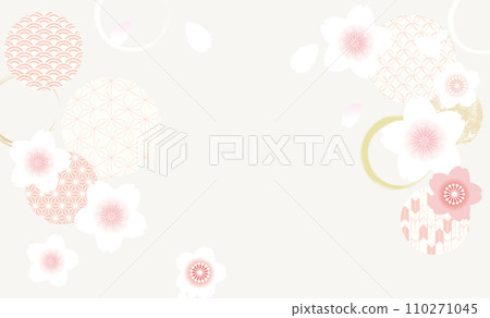 Cherry blossoms spring Japanese pattern background illustration 110271045
