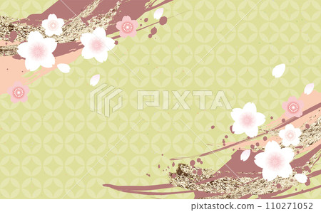 Cherry blossoms spring Japanese pattern background illustration 110271052