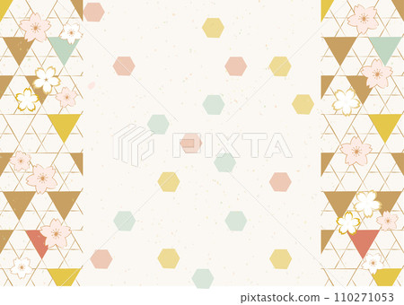Cherry blossoms spring Japanese pattern background illustration 110271053