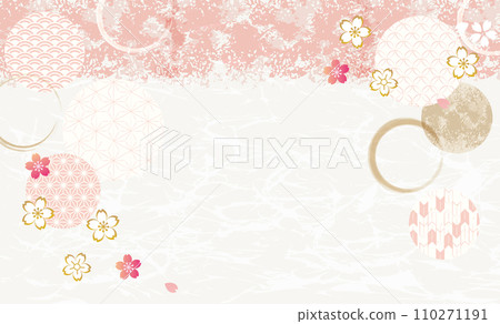 Cherry blossoms spring Japanese pattern background illustration Cherry blossoms spring Japanese pattern background illustration 110271191