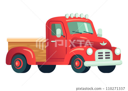 old American truck on a white background. 110271337