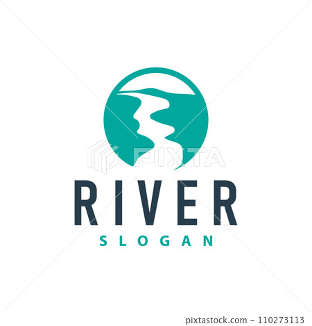 River logo, creeks, simple silhouette inspiration design river flow illustration template 110273113