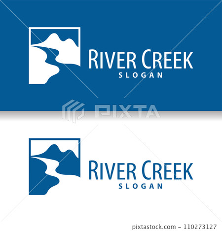 River logo, creeks, simple silhouette inspiration design river flow illustration template 110273127