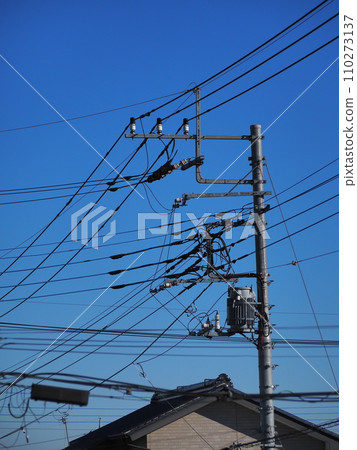 Telegraph pole and transmission line 110273137