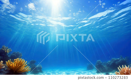 The sun seen from inside the blue sea 110273283