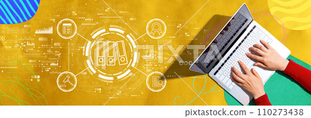 Compliance theme with person using a laptop 110273438