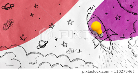 Idea light bulb rocket flying to the sky Idea light bulb rocket flying to the sky 110273465