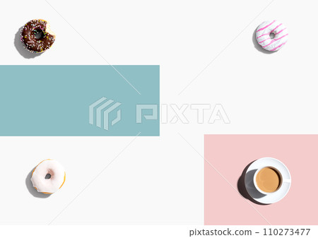 Donuts and a cup of coffee Donuts and a cup of coffee 110273477