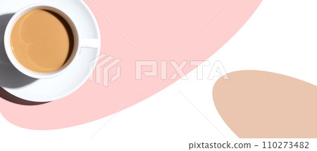 A cup of coffee overhead view on desk 110273482