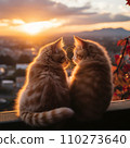 Two kittens sit in the sunlight in a sunny place. 110273640