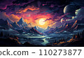 dark sky painting Abstract mountains and forests, colorful. 110273877