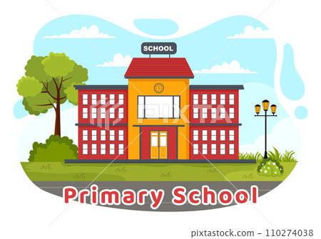 Primary School Vector Illustration of Students Children and School Building with The Concept of Learning and Knowledge in Flat Cartoon Background 110274038