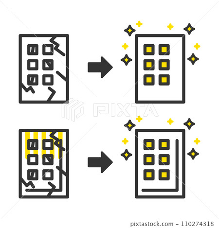 一組簡單的公寓/公寓改造前後插圖 110274318