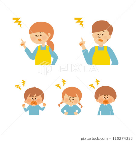 Nursery teacher and child angry expression set illustration material Nursery teacher and child angry expression set illustration material 110274353