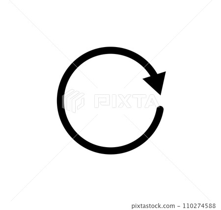 One circle arrow icon. Round reload, restart, recycle and repeat symbol. One arrow in loop. Round reload sign, repeat icon. Vector illustration isolated on white background 110274588