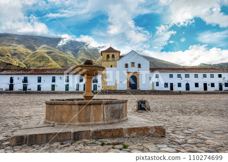 Plaza Mayor in Villa de Leyva, Colombia, largest stone-paved square in South America. Plaza Mayor in Villa de Leyva, Colombia, largest stone-paved square in South America. 110274699