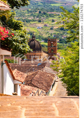 Heritage town Barichara, beautiful colonial architecture in most beautiful town in Colombia. Heritage town Barichara, beautiful colonial architecture in most beautiful town in Colombia. 110274703